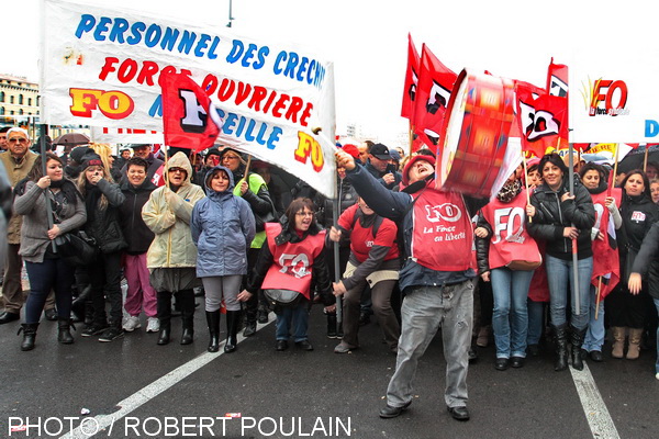 FO a fourni de gros bataillons au cortège marseillais avec en figure de proue les personnels territoriaux de la ville de Marseille et de la communauté urbaine Marseille Provence Métropole (MPM).