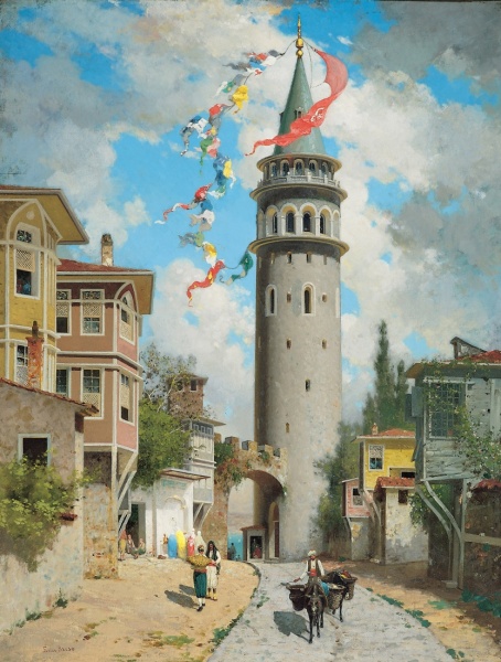 Fabius Brest, La tour de Galata à Constantinople, Huile sur Toile, 116 x 90 cm (crédit : Jean Bernard).