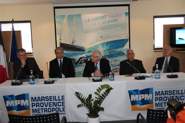 Tous les partenaires étaient réunis pour présenter la 11e édition du Salon MPM Les Nauticales qui se tiendra à La Ciotat du 20 au 25 mars 2013 (PHOTO PHILIPPE MAILLÉ)