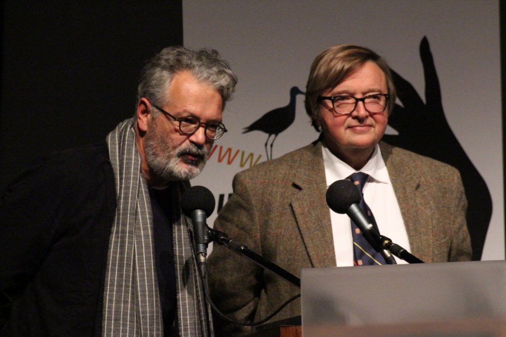 Thierry Fabre, créateur et concepteur des Rencontres d'Averroès et l'universitaire Alain de Libéra (Photo Philippe Maillé)