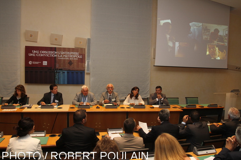 Madame la consule générale de Turquie à Marseille Deniz Erdoğan Barım - Bruno Scardigli, CCIMP - Geza Dologh, Turkish chamber of Shipping - Hervé Balladur, Président de Via Marseille Fos - Christine Cabau- Woehrel, Présidente du directoire du port Marseille-Fos - Stéphane Ghio, Président de Provence Promotion