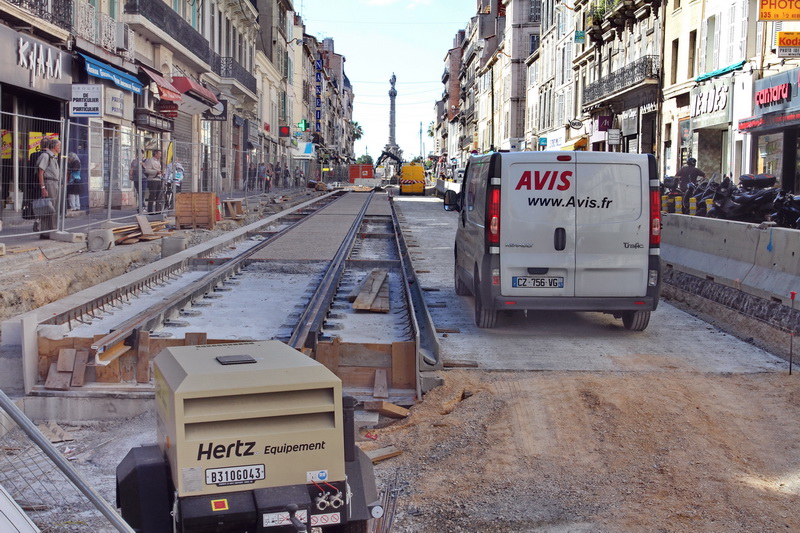 Travaux de la 2e partie de la rue de Rome (Place de Rome/Place Castellane) (Photo Robert poulain)