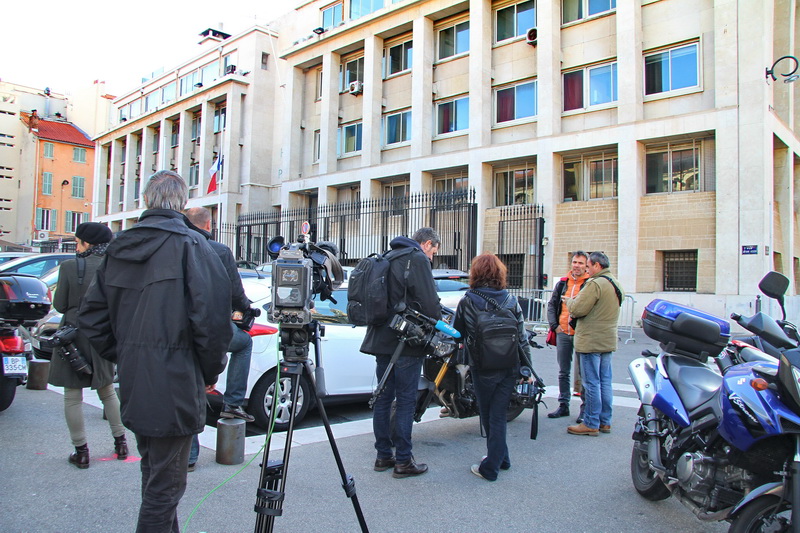 L’Hôtel de police à Marseille "l’Evêché" où Vincent Labrune et Pape Diouf sont en garde à vue depuis ce matin (Photo Robert Poulain)