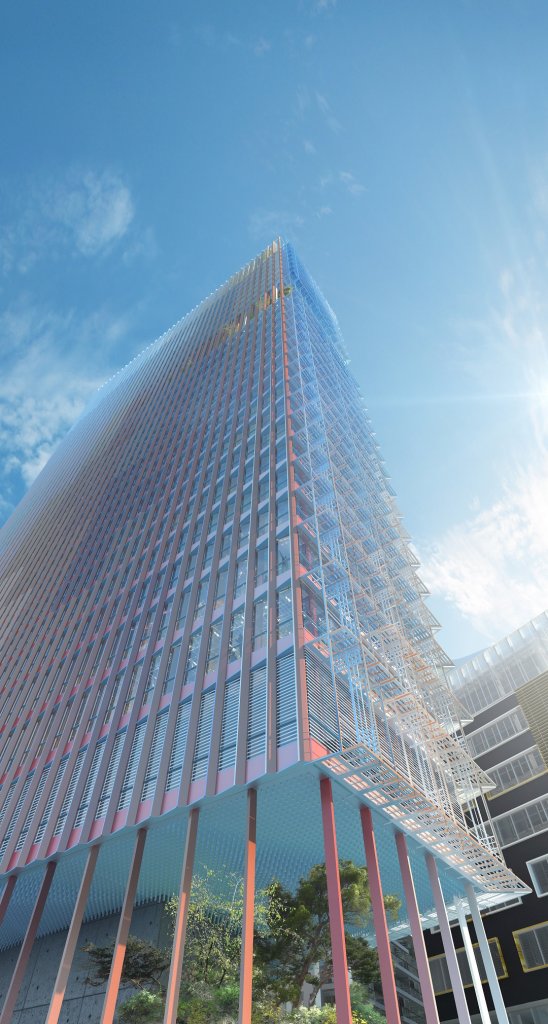 Vue en contre-plongée de la  Tour (Photo Atelier Jean Nouvel)
