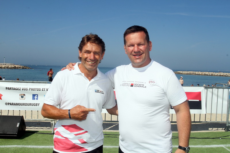 Les ex-internationaux Aubin Hueber et Christian Califano (Photo Robert Poulain)