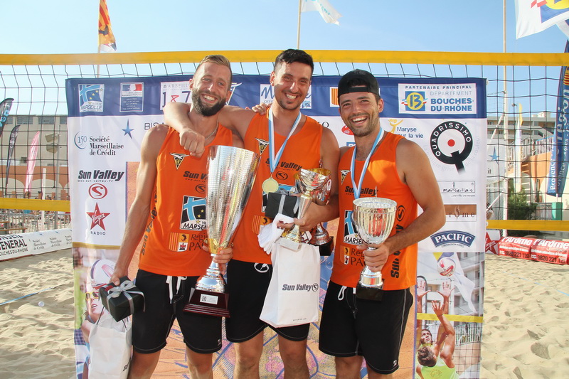 Le trio gagnant de la finale masculine: Corda, Marion, Martinez (Photo Robert Poulain)