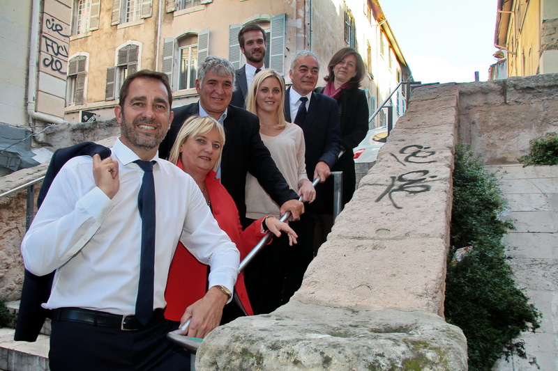Christophe Castaner et des candidats de la liste 
