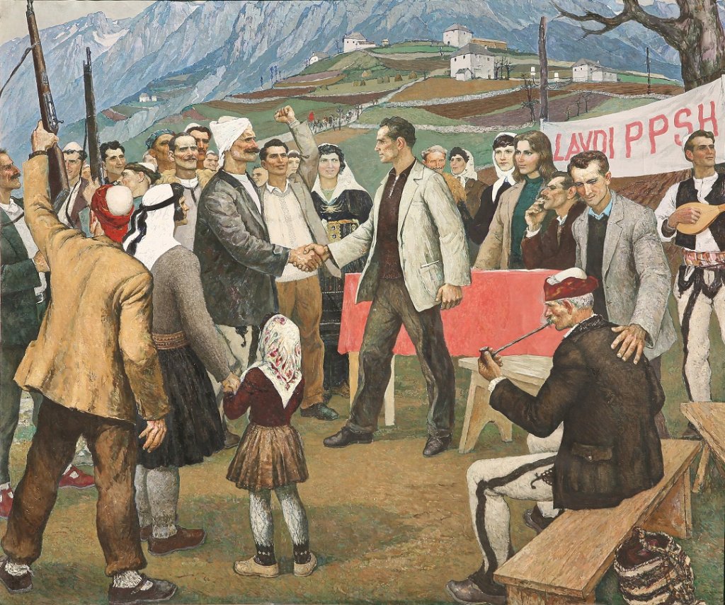 Zef Shoshi (daté de 1974) du plus pur réalisme socialiste «classique» (krijimi i kooperatives © National gallery of arts Albania)