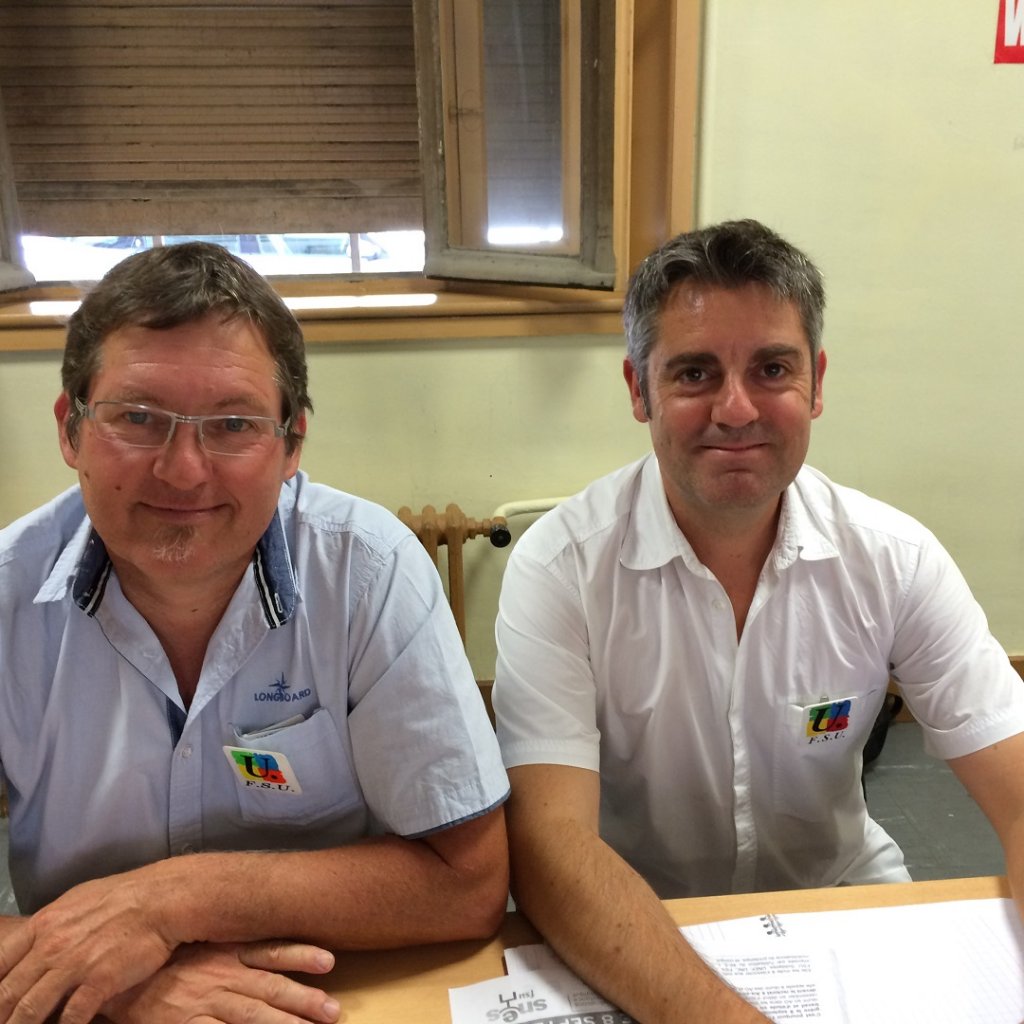 Freddy Mika, directeur d'école et Pierre Marie Ganozzi, professeur de collège assurent la direction départementale de la FSU 13 (Photo M.B.)