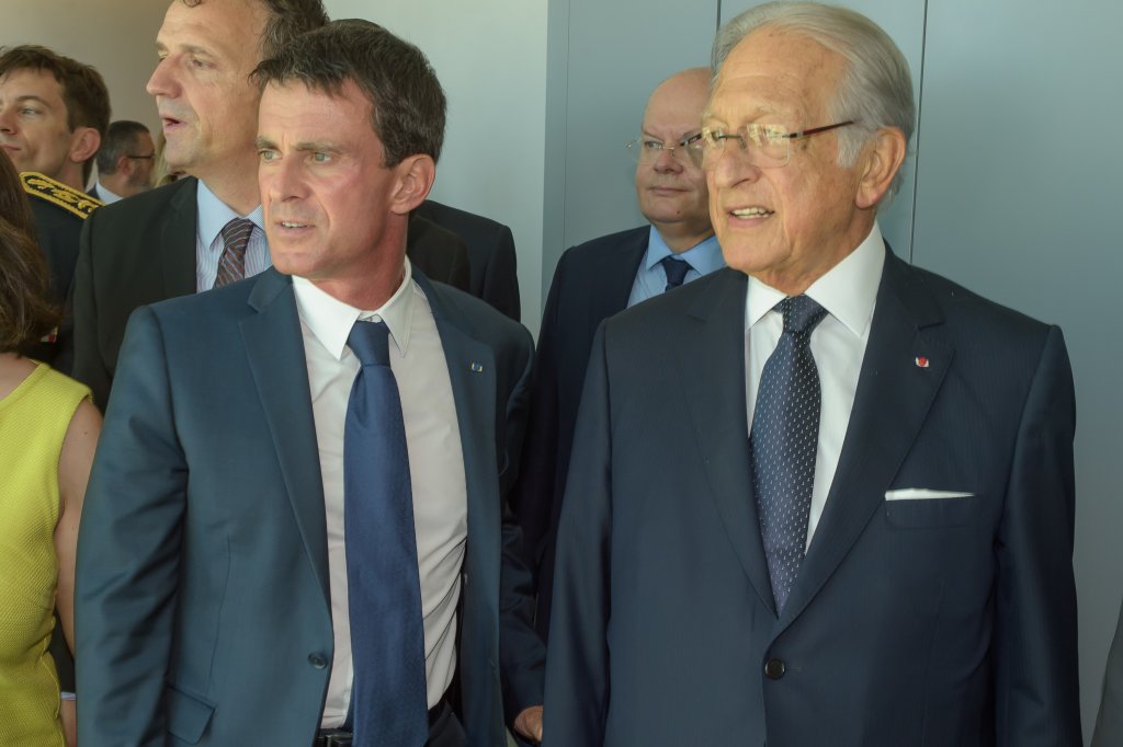 Manuel Valls a été accueilli par Jacques Saadé, Fondateur et Président Directeur Général du Groupe CMA CGM