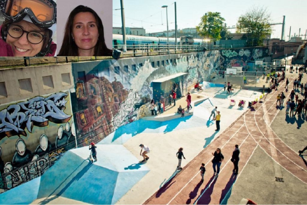 Décathlon s’est engagé avec la Friche la Belle de Mai dans une initiative originale: Permettre aux jeunes d’accéder gratuitement à un playground sportif avec Camille Comte et Claire Bonnet (Photo P.D.)