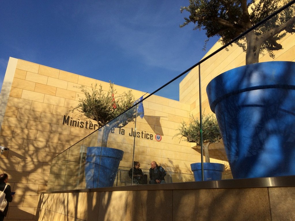 L’accueil des familles avec des oliviers et des bancs (Photo M.B.)