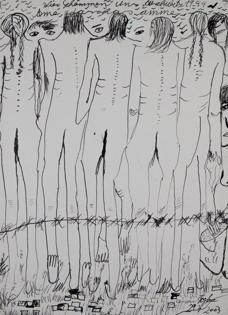 Ohne Titel (Sans titre), 29 mars2003, encre sur papier, 42 x 29, 5 cm, Collection Hodja et Nuna Stojka, Vienne. Courtesy Galerie Kai Dikhas, Berlin