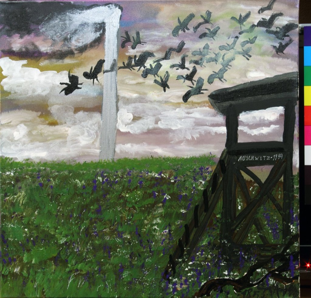 Auschwitz, 1944, 18 mai 2009, acrylique et peinture argentée sur toile, 60 x 60 cm. Courtesy collection Antoine de Galbert, Paris