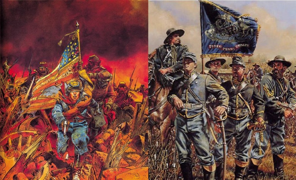 Couverture de la jeunesse de Bluberry chez Dargaud et  « Pride of the Keystone State : The Seventh Pennsylvania Cavalry » (Rick Reeves)