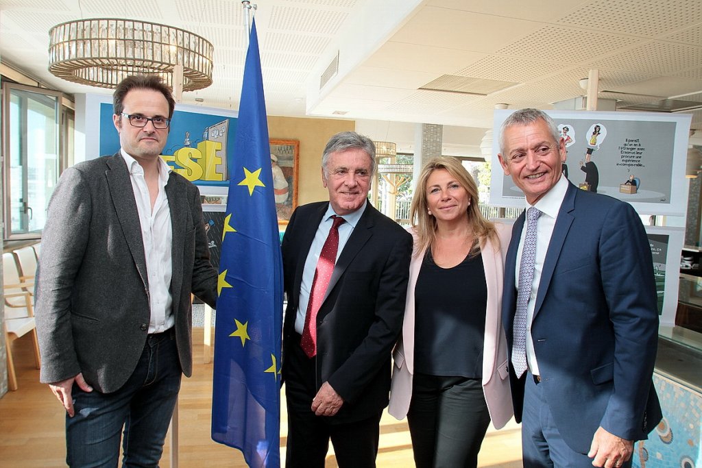 Nicolas Vadot, Jean Roatta, Caroline Pozmentier-Sportich  et Alain Dumort ont célébré l'Europe au Musée Regards de Provence (Photo Robert Poulain)