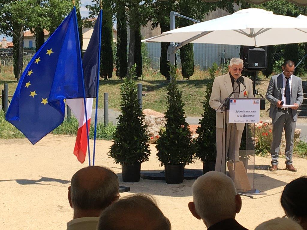 Intervention de Herbert Traube, interné, déporté du Camp des Milles et résistant (Photo CdM)