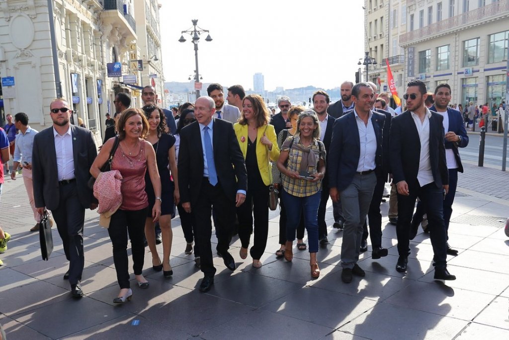 Visite éclair à Marseille de Gérard Collomb, ministre de l'Intérieur, pour soutenir les marcheurs marseillais candidats aux législatives (Photo D.R.)