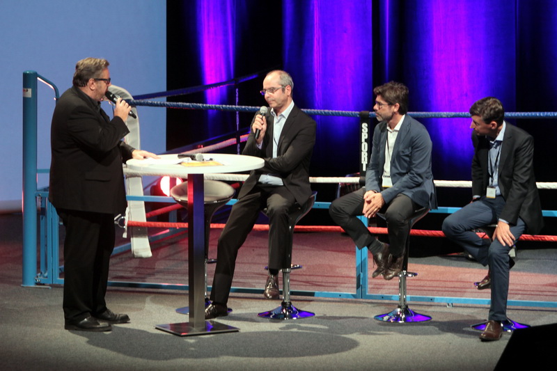 La 1ère table-ronde sur l'industrie avec Jean-Philippe Gendarme (Piicto), Frédéric Ramé (Alteo), Luc Poyer (Centrale de biomasse de Gardanne) Photo Robert Poulain)