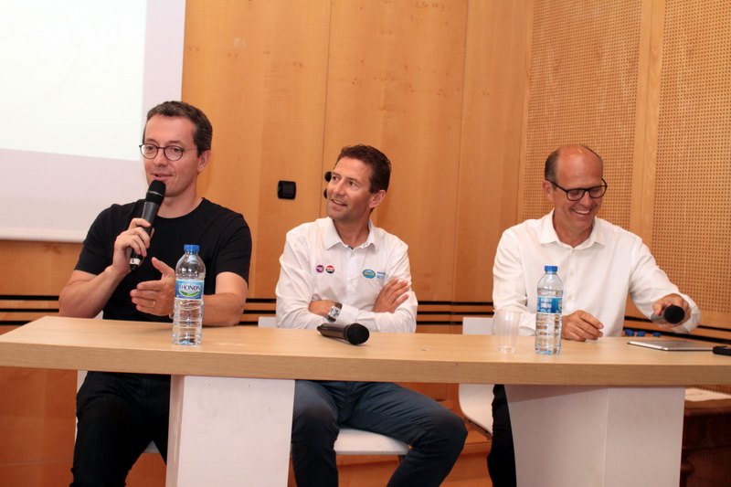 Jacques-Henri Eyraud, Président de l'OM, Frédéric Rostaing, manager du Team Delko Marseille Provence KTM, Cédric Dufoix, Public Affairs Director Grand-Prix de France de Formule 1 (Photo Robert Poulain)