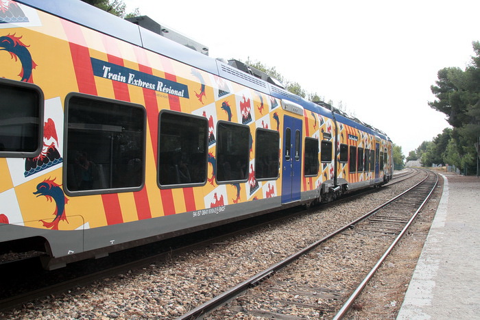 Arrivée du TER en gare de Niolon (Photo Robert Poulain)