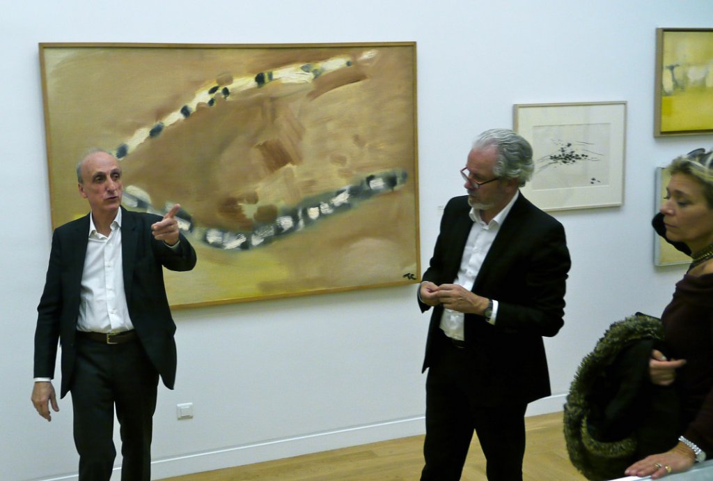 Jean-Pascal Léger et Bruno Ely ont commenté l’exposition rétrospective Tal Coat -ici devant «La Veine»- (1959) (Photo Michel Egea)