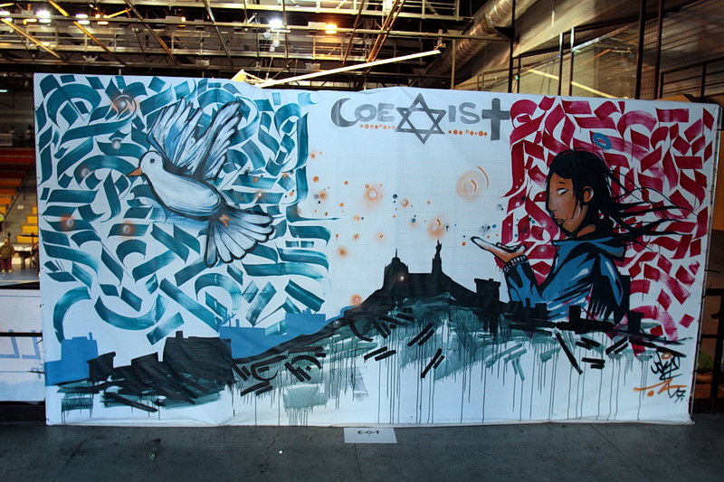 Fresque du graffeur Martin, réalisée sur place (Photo Robert Poulain)