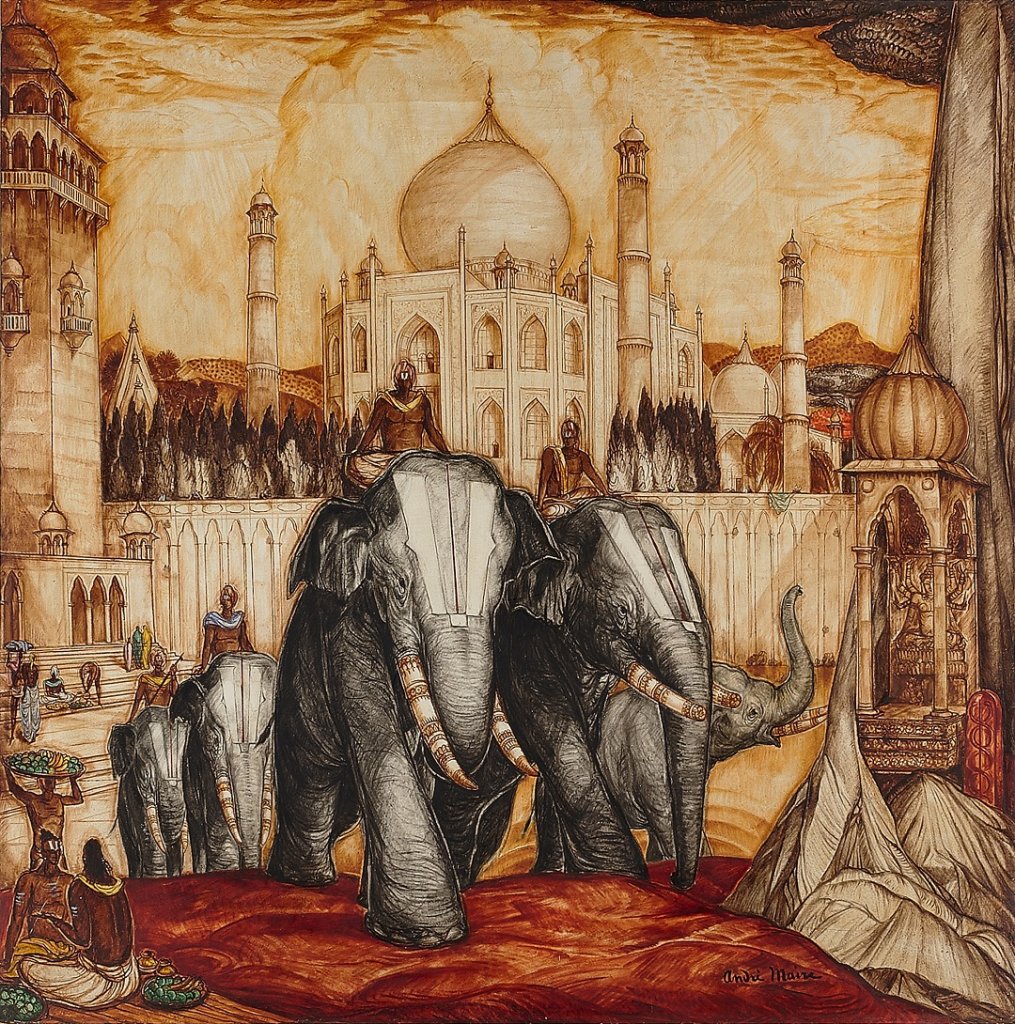 Les éléphants, 1947, Mali, huile sur toile 140 x 222,5 cm, collection particulière © Aleksander Rabczuk