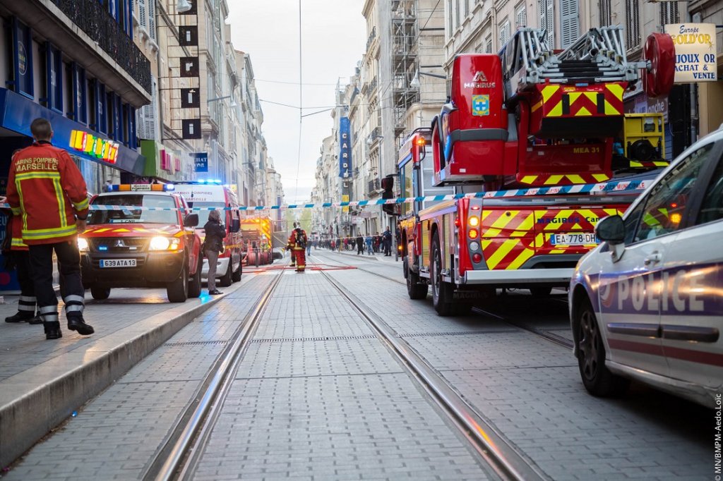 La circulation du tramway T3 a été interrompue (Photo : BMPM/SM Aedo)
