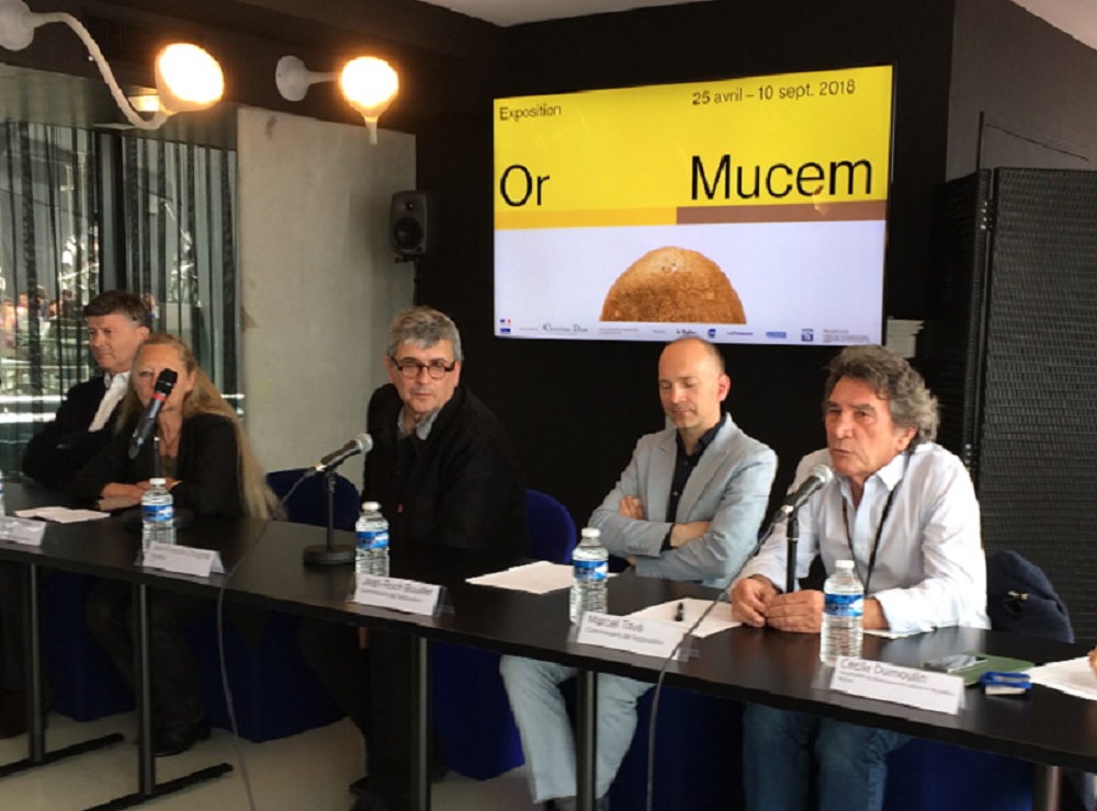Jean-François Chougnet, président du Mucem entouré de Philippe Jockey, Myriam Morel-Deledalle, Jean-Roch Bouiller, Marcel Tavé (Photo Mireille Bianciotto)