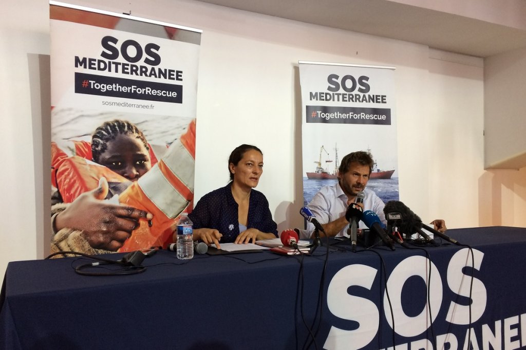 Sophie Beau co-fondatrice et directrice de SOS-Méditerranée et Frédéric Penard, directeur des opérations (Photo Mireille Bianciotto)