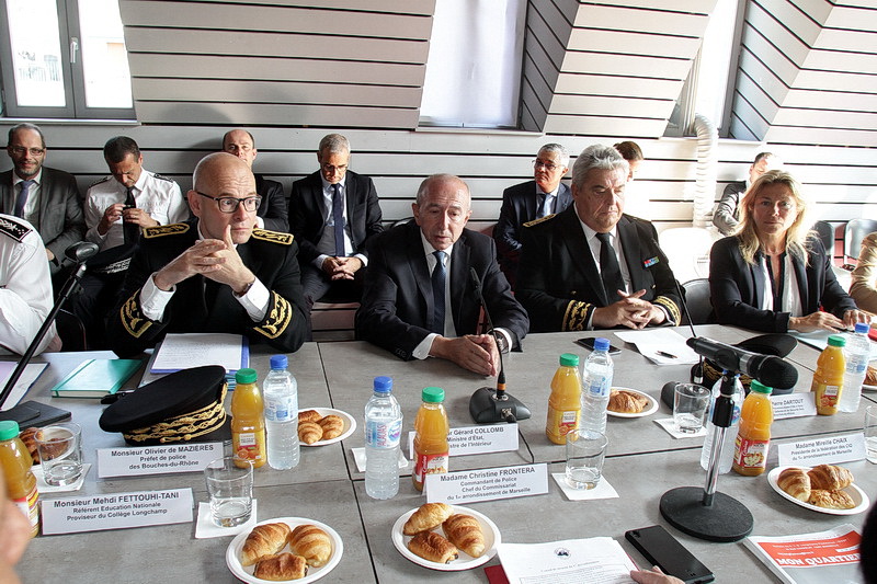 Gérard Collomb a participé à un Petit-déjeuner de travail avec Pierre Dartout, préfet de la région Provence-Alpes-Côte-d’Azur et Préfet des Bouches-du-Rhône, Olivier de Mazières, Préfet de police des Bouches-du-Rhône et Caroline Pozmentier, adjointe au maire de Marseille, en charge de la sécurité (Photo Robert Poulain)