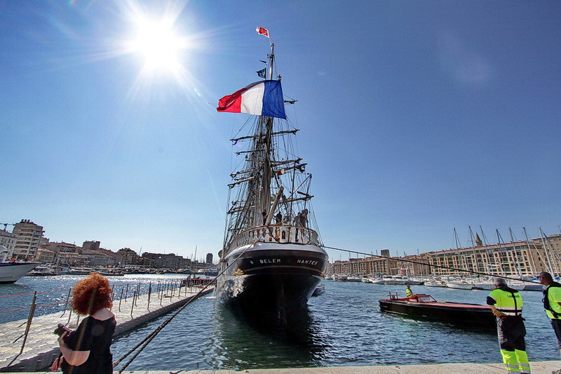 Le Belem amarré au Quai de la Fraternité du Vieux-Port (Photo Robert Poulain)