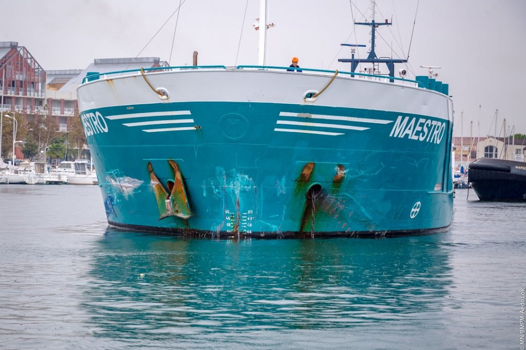 Un cargo fluvial de 80 mètres, le «Maestro», a subi une perte totale de propulsion (Photo BMPM/MN/MT Aedo)