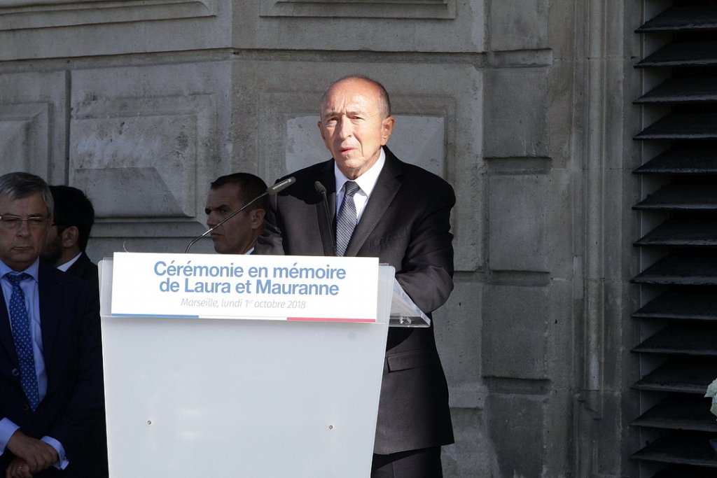Le ministre de l'Intérieur Gérard Collomb était à Marseille pour rendre hommage à Laura et Mauranne (Photo Robert Poulain)