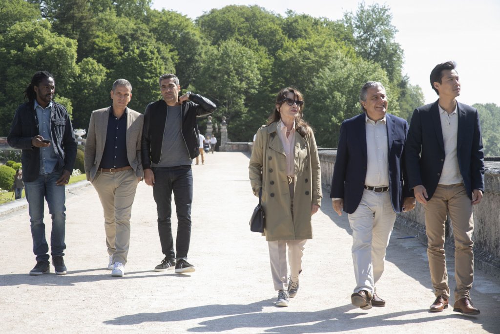 "Qu'est-ce qu'on a encore fait au Bon Dieu ? ": Ary Abittan, Chantal Lauby, Christian Clavier, Frédéric Chau, Medi Sadoun. (Photo Arnaud Borrel)