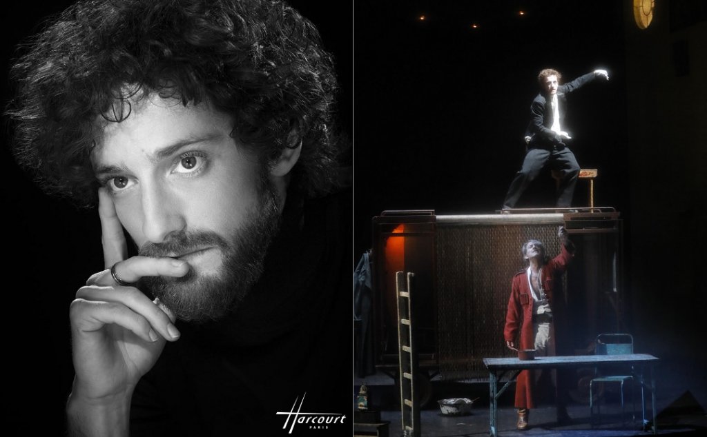 Pierre Hancisse seul (Photo Harcourt) et avec Vincent Winterhalter dans "La fuite" de Boulgakov (Photo Pascal Victor)