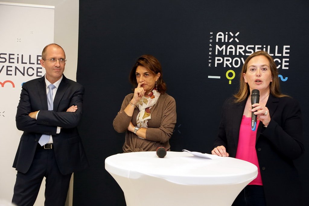 Martine Vassal et la nouvelle présidente du Conseil d’administration de la RTM, Catherine Pila ont dévoilé les mesures prises pour lutter contre la fraude sur le réseau métropolitain. (Photo Robert Poulain)