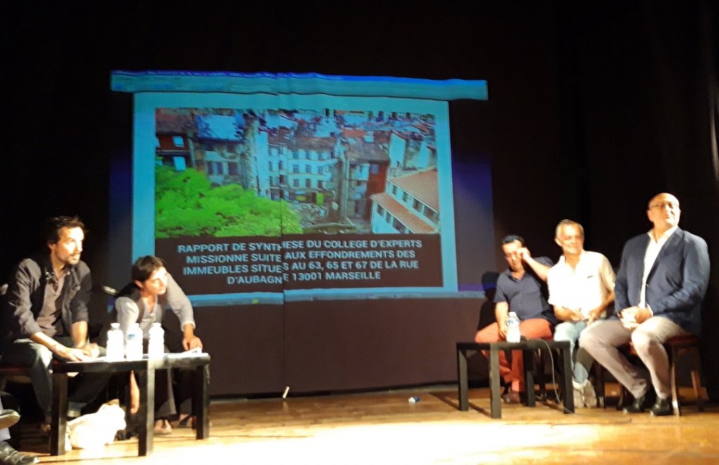 Accompagné de Me Jean-Pierre Binon, Emmanuel Patris a présenté le rapport de synthèse sur les effondrements de la rue d’Aubagne et la Charte du relogement  (Photo Mireille Bianciotto)