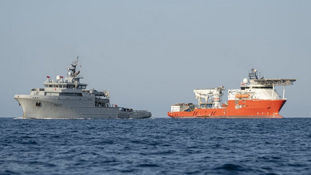 Des navires de recherches au large de Toulon ont retrouvé le sous-marin La Minerve. (Capture d’écran Twitter / @florence_parly)