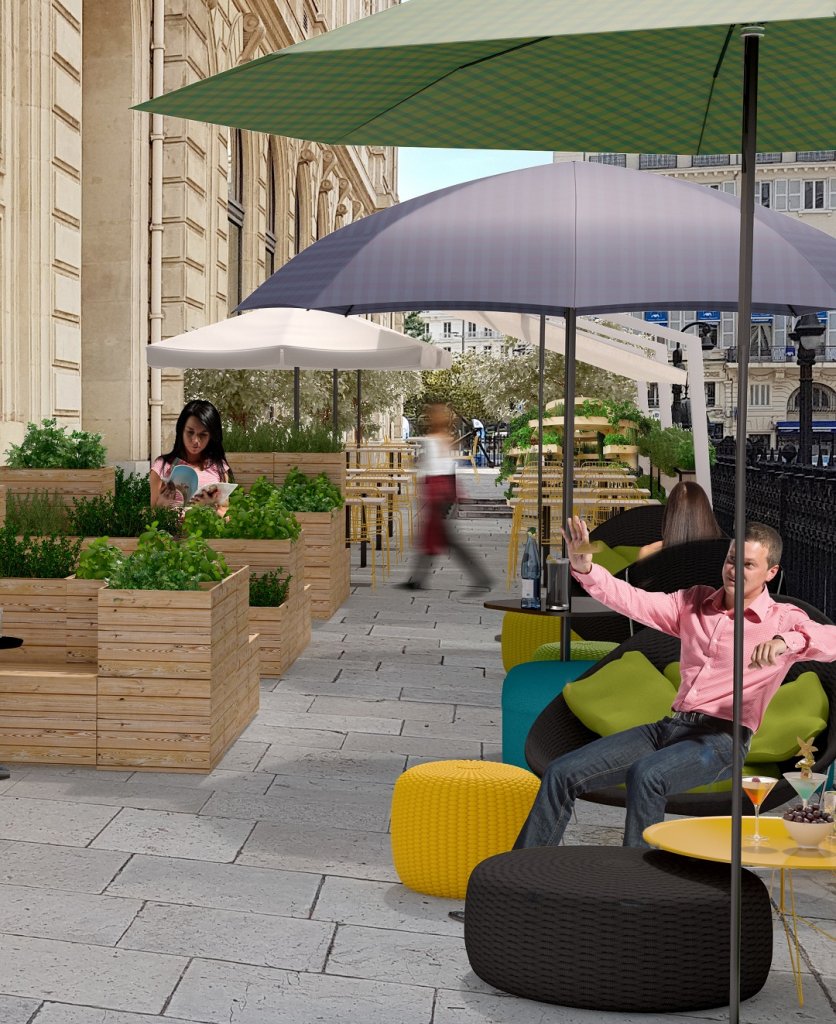 Terrasse du futur restaurant (3D ©CCIMP)