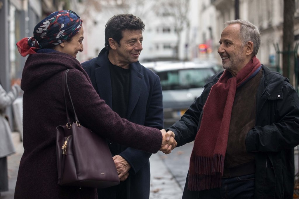 Zineb Triki, Patrick Bruel et Fabrice Luchini dans "Le meilleur reste à venir" © Pathé Films
