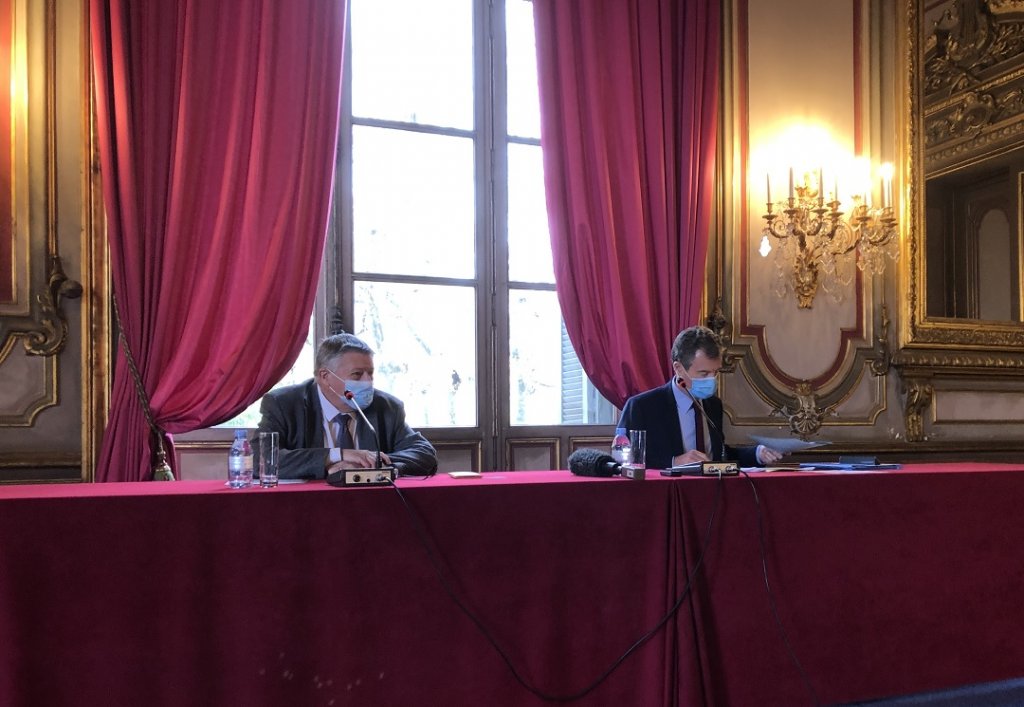 Philippe de Mester, directeur général de l’ARS Paca et le Préfet Christophe Mirmand  (Photo Mireille Bianciotto)