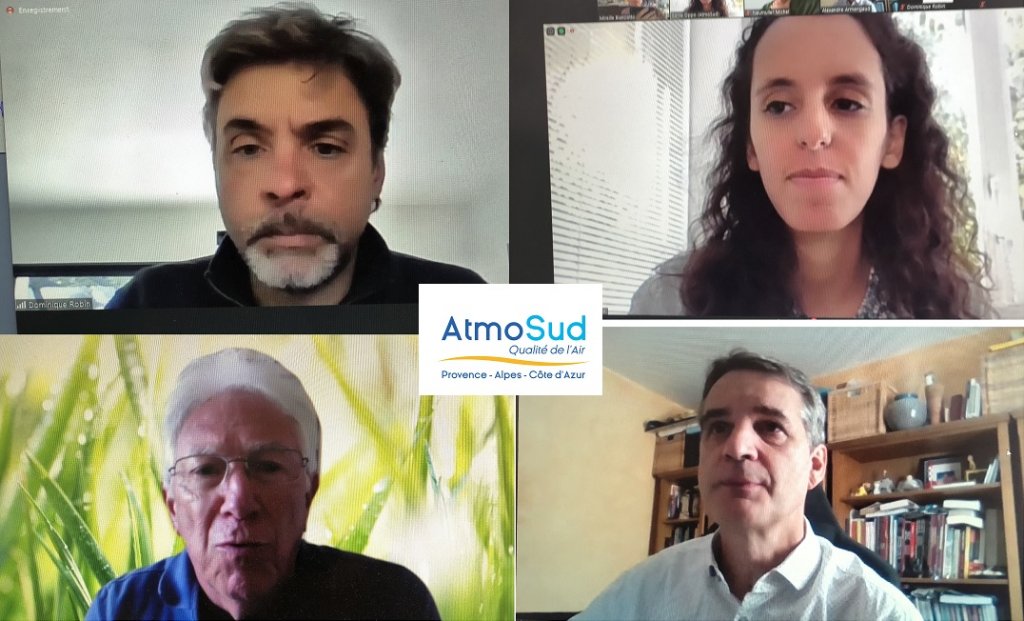 Visioconférence AtmoSud avec Dominique Robin, Sonia Oddo, Jean-Pierre Bonnissel et Alexandre Armengaud (Photos captures d'écran)