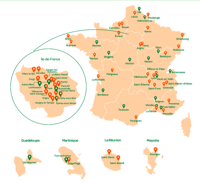 La carte des lauréats de la deuxième promotion ©ANRU