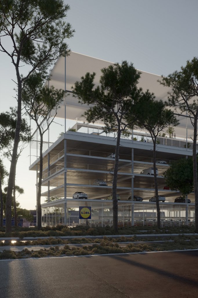 L'ouvrage abritera notamment un parking et  intègrera au rez-de-chaussée des commerces © Bruther