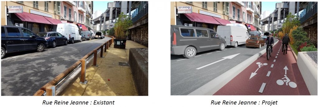Création de pistes cyclables rue Reine Jeanne ©Nice-Côte d'Azur