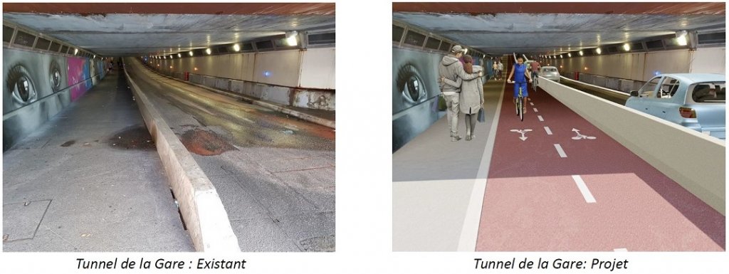 Pistes cyclables tunnel de la Gare à Nice ©Nice-Côte d'Azur