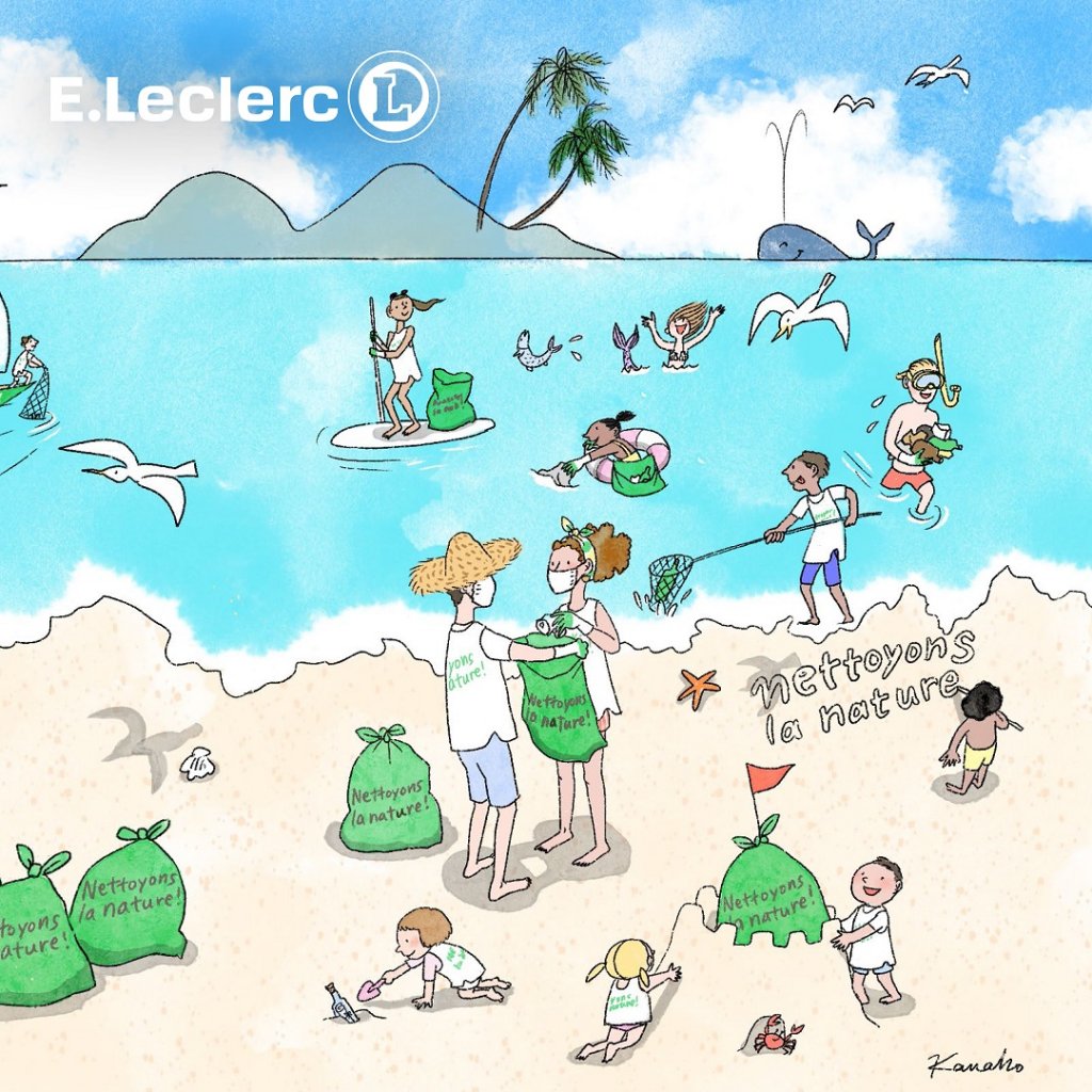 Nettoyage des plages et de la mer (Illustration de Kanako)