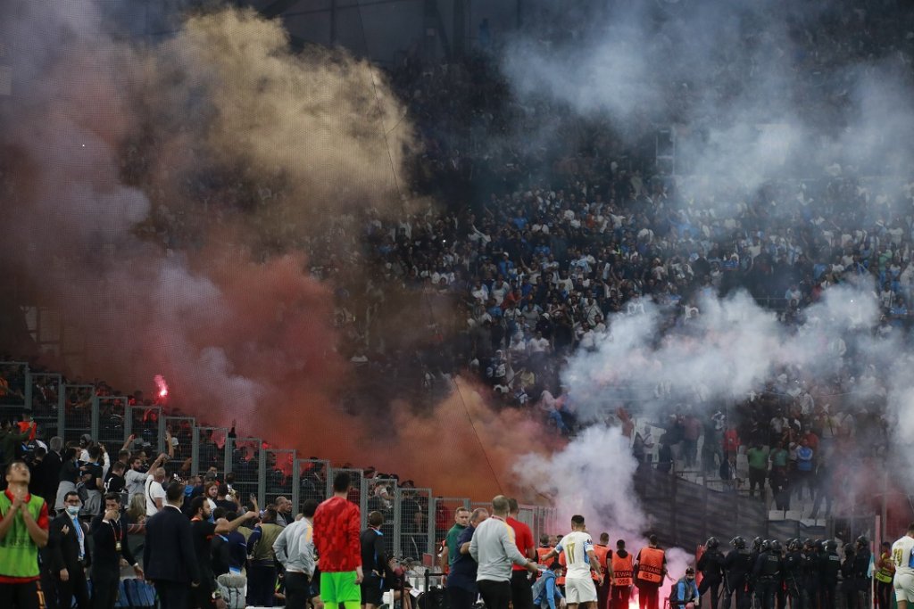 De graves incidents ont éclaté pendant le match OM-Galatasaray en septembre 2021 (Photo Laurent Saccomano/Wallis.fr)